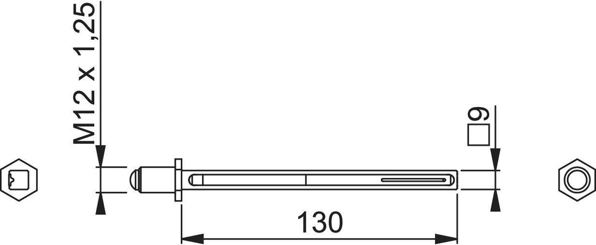 HOPPE Vierkantstift STI-PRV-FDW-M12, 9 x 130 mm, verzinkt, mit gehärteter Flachfeder