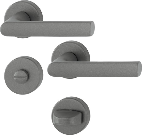 HOPPE Rosettengarnitur Hamburg 1700/42KB/42KBS Aluminium F7302 Struktur DIN L/R D/D
