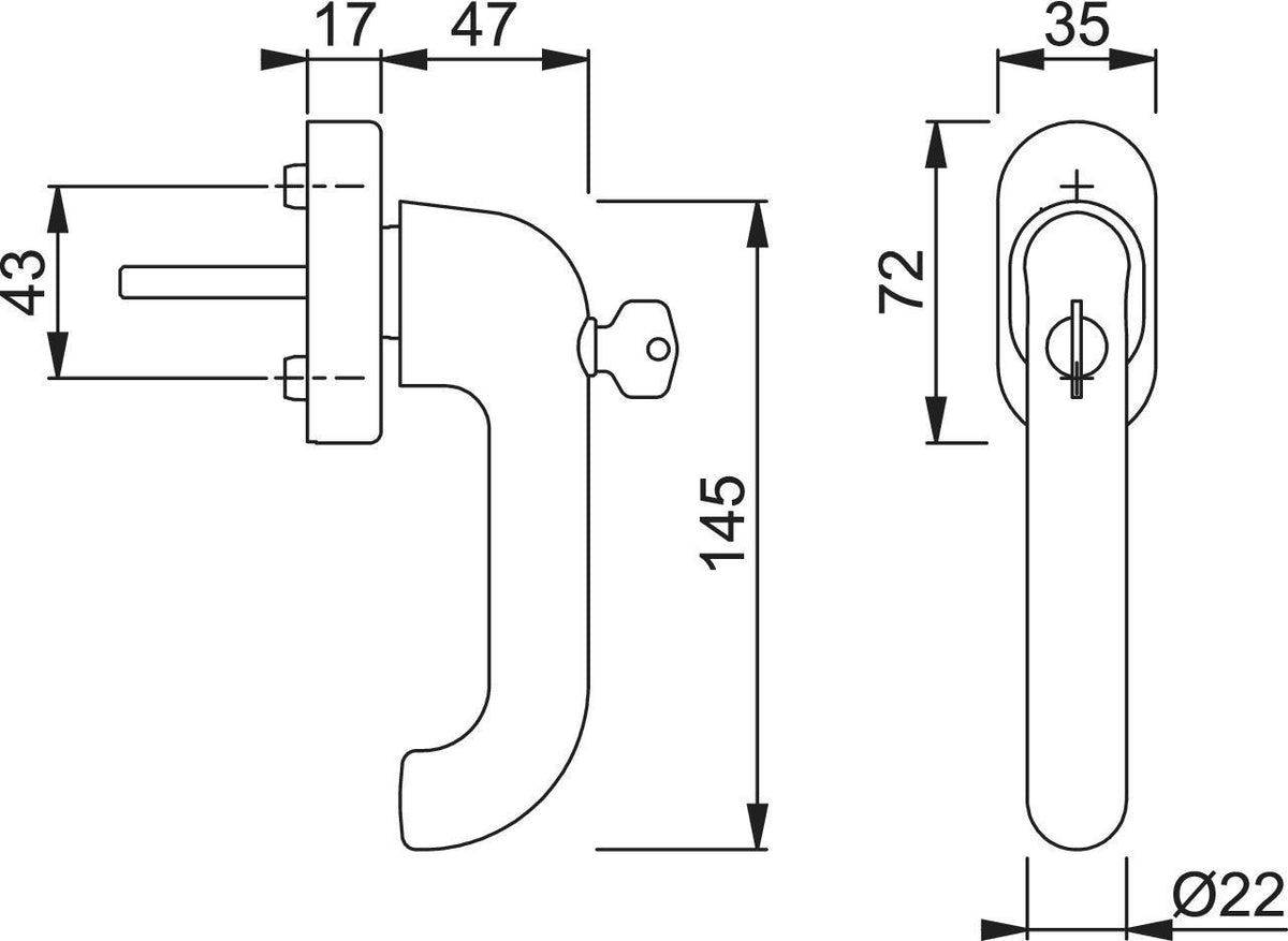 HOPPE Fenstergriff Paris E038S/UD9056 TBT4 abschließbar SecuForte® SecuTBT® VarioFit® Edelstahl