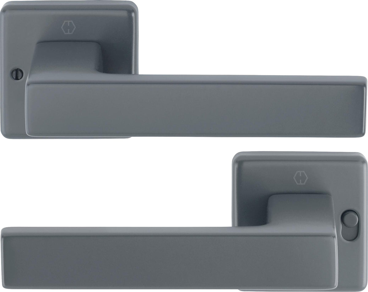 HOPPE Drückergarnitur Austin 1769/52VR – Quadratische Rosette, Aluminium F1, DIN rechts, mit MiniLock