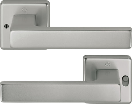 HOPPE Drückergarnitur Austin 1769/52VR – Quadratische Rosette, Aluminium F1, DIN rechts, mit MiniLock