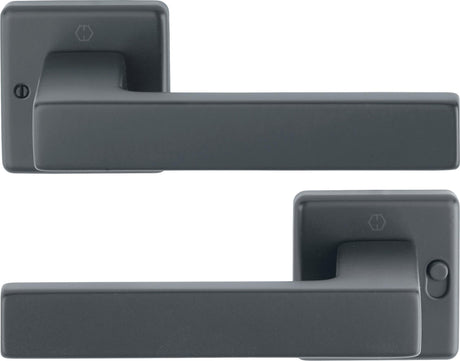 HOPPE Drückergarnitur Austin 1769/52VR – Quadratische Rosette, Aluminium F1, DIN rechts, mit MiniLock