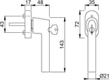 HOPPE Fenstergriff Amsterdam 0400S/UD9056 abschließbar SecuForte VarioFit Alu silber