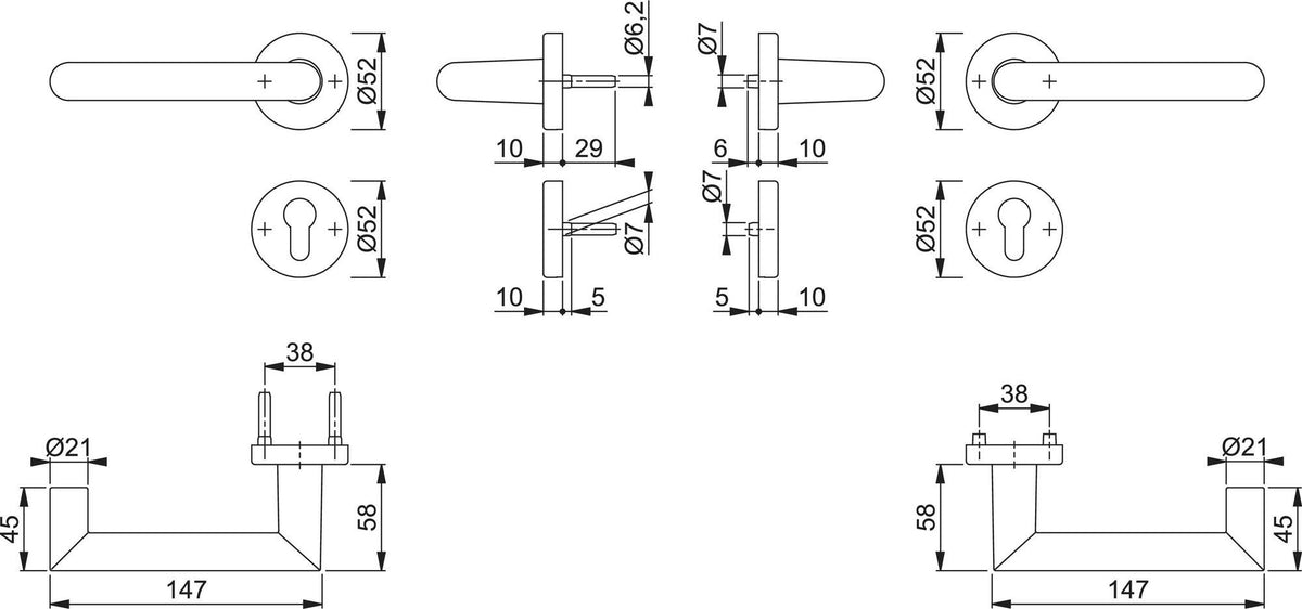 HOPPE Feuerschutz-Antipanik-Türgriffgarnitur Rotterdam FS-1401/42H/42HS Aluminium F1