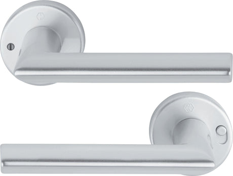 HOPPE Drückergarnitur Stockholm 1140/42VR Aluminium F1 rund – DIN rechts, mit MiniLock-Verriegelung