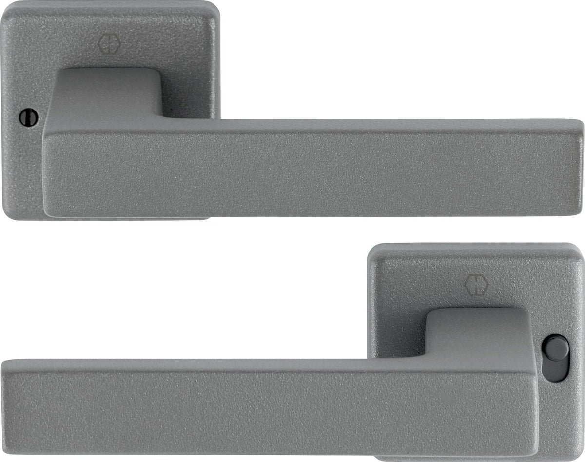 HOPPE Drückergarnitur Austin 1769/52VR – Quadratische Rosette, Aluminium F1, DIN rechts, mit MiniLock