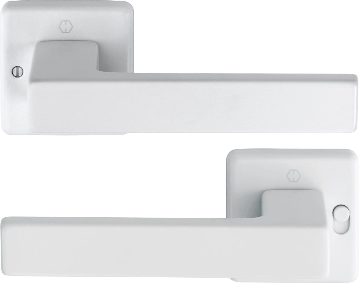 HOPPE Drückergarnitur Austin 1769/52VR – Quadratische Rosette, Aluminium F1, DIN rechts, mit MiniLock