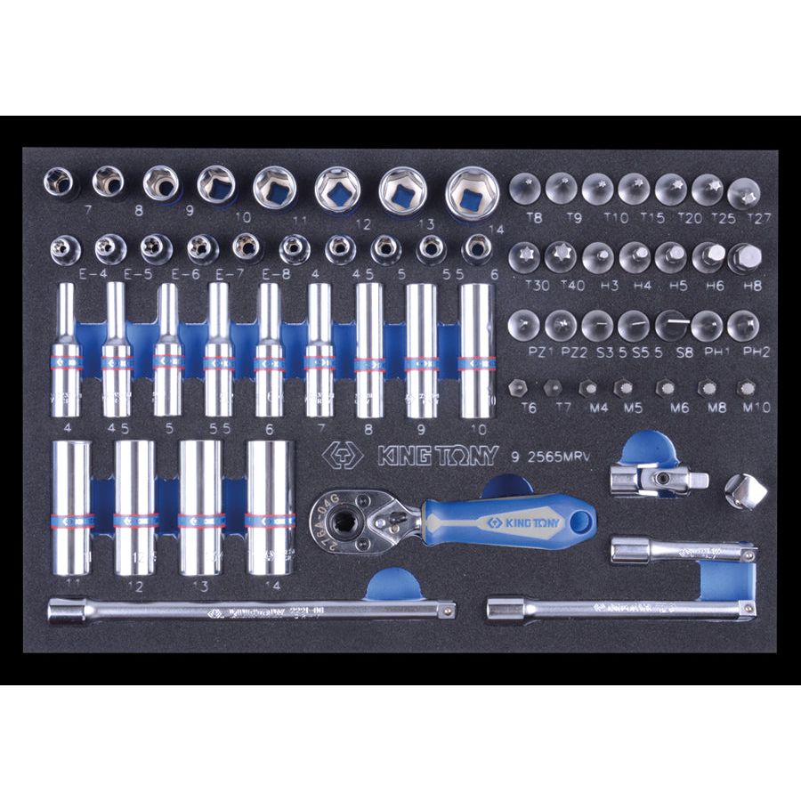 KING TONY Profi-Werkzeuge - 1/4" Steckschlüssel-Set, mit Zubehör - 65 tlg. 92565MRV