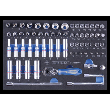 KING TONY Profi-Werkzeuge - 1/4" Steckschlüssel-Set, mit Zubehör - 65 tlg. 92565MRV