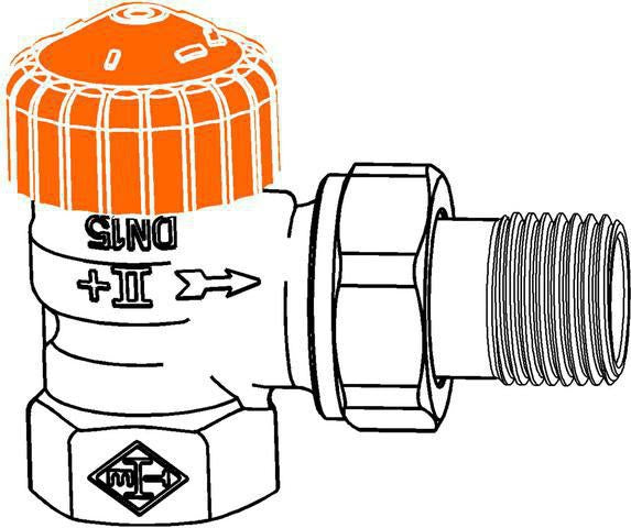 HEIMEIER Thermostat-Ventilunterteil Eclipse Eck DN 10 – Automatische Durchflussregelung, Rotguss vernickelt