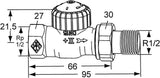 Heimeier V-exact II Thermostat-Ventilunterteil DN 15 Rotguss vernickelt Durchgang