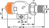 Heimeier Eclipse Thermostat-Ventilunterteil DN 10 Axialform mit automatischer Durchflussregelung