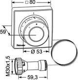 HEIMEIER Thermostat-Kopf mit Ferneinsteller, Kapillarrohr 2 m, Nullstellung, weiß RAL 9016