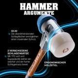 SIMPLEX Schonhammer 330 mm, Kopf-Ø 50 mm, weich/mittelhart, Holzstiel, Aluminiumgehäuse von HALDER