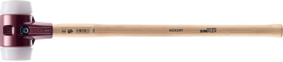 HALDER Vorschlaghammer SIMPLEX 80 mm Hickorystiel mittelhart Superplastik weiß
