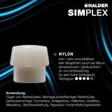 HALDER Schonhammerkopf SIMPLEX Nylon weiß hart Kopf-Ø 30 mm – sehr verschleißfest