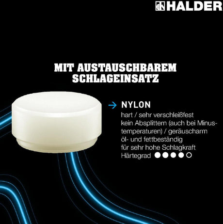 HALDER Vorschlaghammer SUPERCRAFT 80 mm rückschlagfrei mit Hickorystiel
