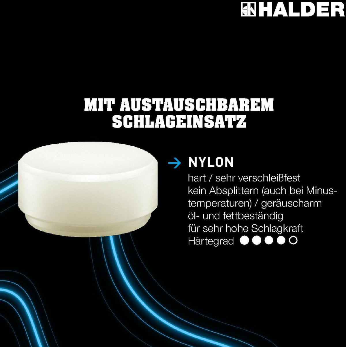 HALDER Schonhammer SUPERCRAFT 295 mm Nylon weiß splitterfrei mit Stahlrohrstiel