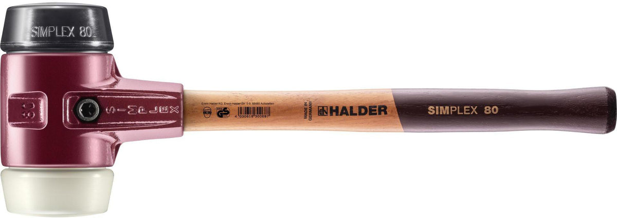 HALDER SIMPLEX Schonhammer 300 mm mit Gummi- und Nylon-Einsatz