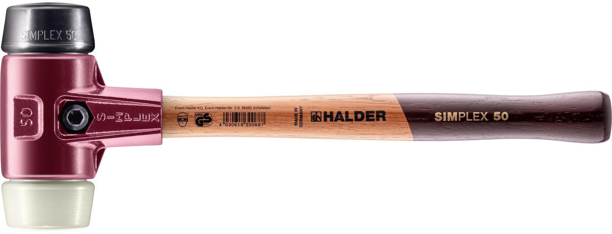 HALDER SIMPLEX Schonhammer 300 mm mit Gummi- und Nylon-Einsatz