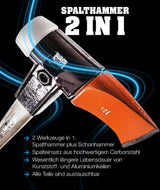 Spalthammer SIMPLEX 4100 g von HALDER – Hickorystiel 850 mm, KWF-geprüft