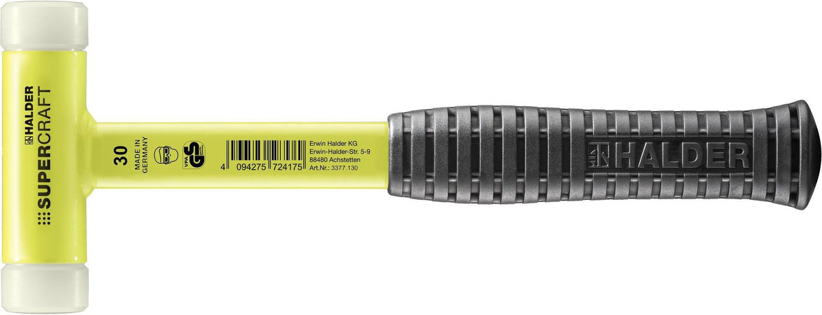 HALDER Schonhammer SUPERCRAFT 295 mm Nylon weiß splitterfrei mit Stahlrohrstiel