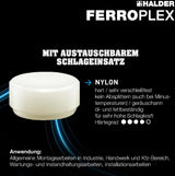 HALDER FERROPLEX Schon- und Schlosserhammer 290 mm Stahlrohrstiel, harter Schlag, Nylon/Vergütungsstahl