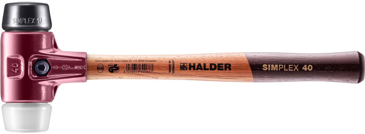 SIMPLEX Schonhammer von HALDER – 350 mm, Kopf-Ø 50 mm, Gummi/Superplastik, mittelhart