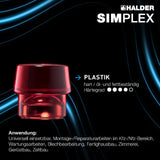 SIMPLEX Schonhammerkopf 30 mm Plastik rot hart von HALDER – Öl- und fettbeständig