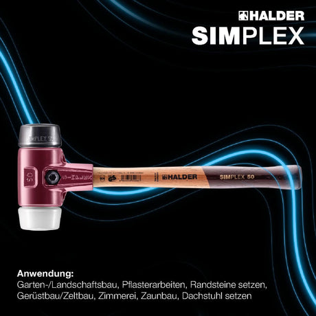 SIMPLEX Schonhammer Plusbox Starterkit von HALDER, 60 mm Kopf, Gummi/Superplastik, lackierter Holzstiel
