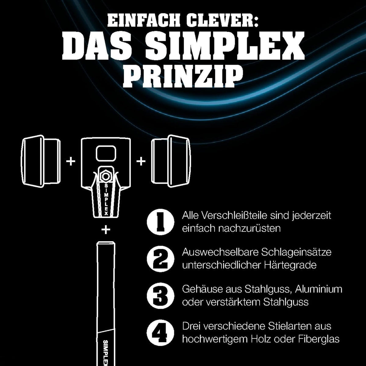 Spalthammer SIMPLEX 4100 g von HALDER – Hickorystiel 850 mm, KWF-geprüft