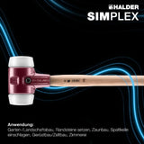 HALDER Vorschlaghammer SIMPLEX 80 mm Hickorystiel mittelhart Superplastik weiß