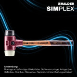 HALDER SIMPLEX Schonhammer 300 mm mit Gummi- und Nylon-Einsatz