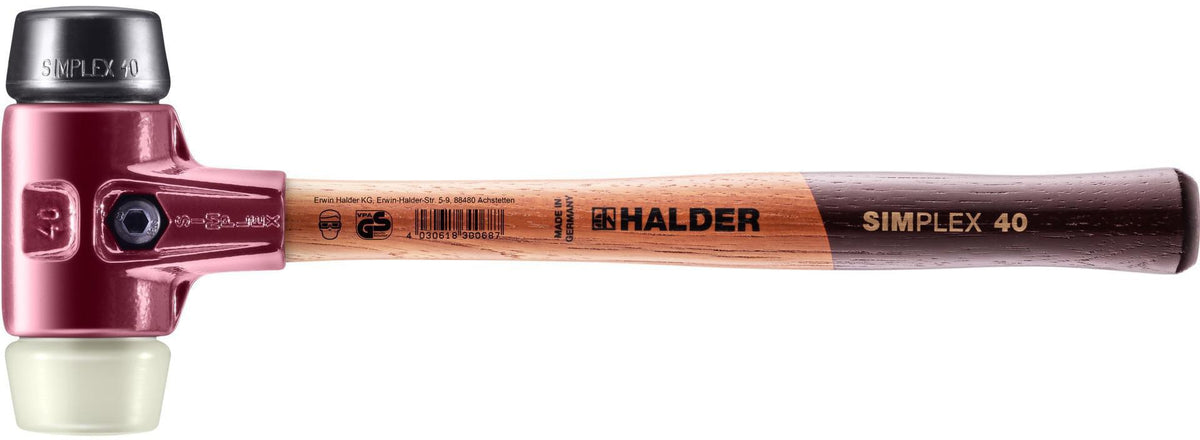 HALDER SIMPLEX Schonhammer 300 mm mit Gummi- und Nylon-Einsatz