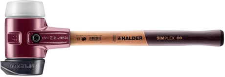 SIMPLEX Schonhammer 405 mm von HALDER – 2 Schlagköpfe, Temperguss-Gehäuse, Holzstiel