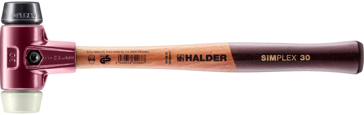 HALDER SIMPLEX Schonhammer 300 mm mit Gummi- und Nylon-Einsatz