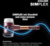 SIMPLEX Schonhammer 405 mm von HALDER – 2 Schlagköpfe, Temperguss-Gehäuse, Holzstiel