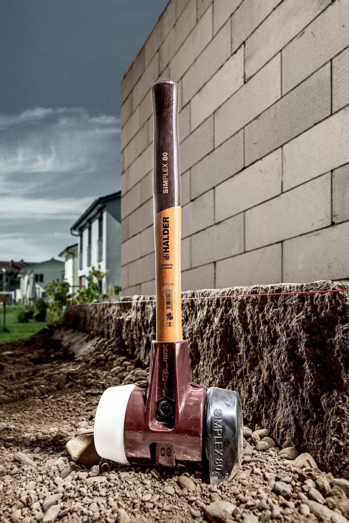 SIMPLEX Schonhammer 405 mm von HALDER – 2 Schlagköpfe, Temperguss-Gehäuse, Holzstiel