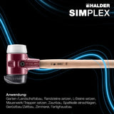 Halder Simplex Vorschlaghammer 3170g, Ø80mm, Hickorystiel, mittelharte Einsätze