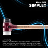 Halder Simplex Vorschlaghammer 3170g, Ø80mm, Hickorystiel, mittelharte Einsätze
