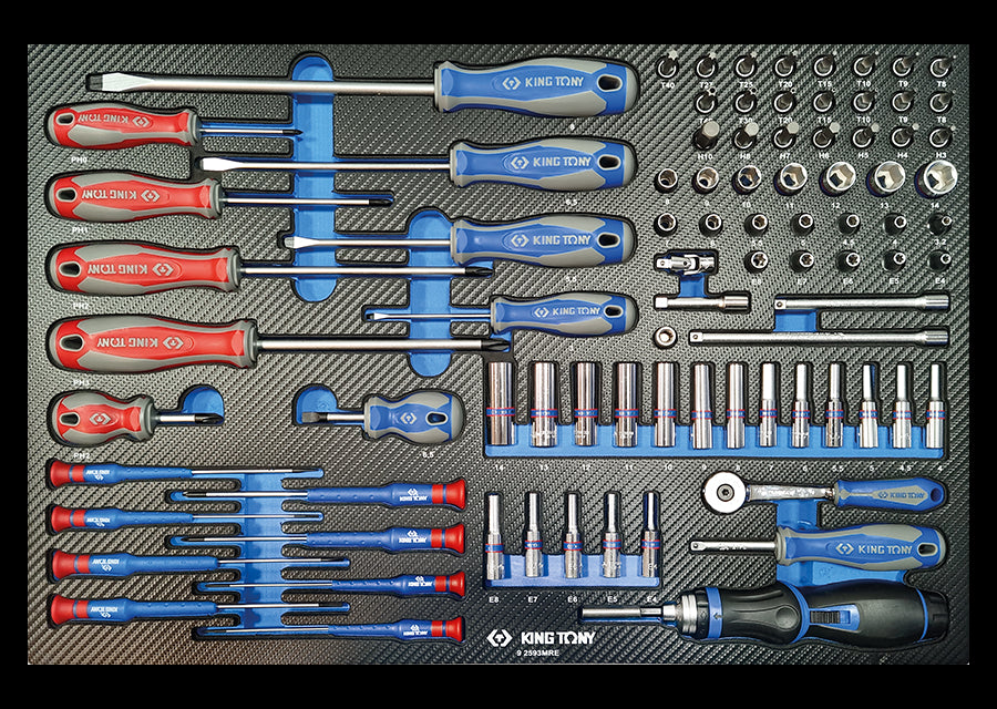 KING TONY Profi-Werkzeuge - 1/4" Steckschlüssel-Set, metrisch, mit Zubehör - 93 tlg. 92593MRE