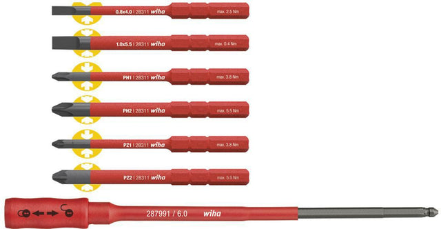 WIHA Wechselklingensatz slimBit 7-tlg. Torque/Schlitz/Phillips/Pozidriv, VDE-isoliert