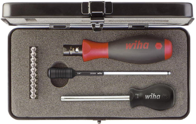 WIHA Drehmomentschraubendrehersatz 2852 S10-01, 13-teilig, 1-5 Nm einstellbar, Torx/Plus, Metallbox