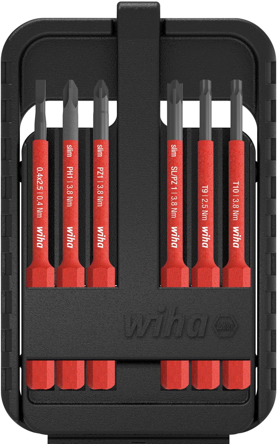 WIHA Wechselklingensatz slimBit electric 12-tlg. Schlitz/PH/(+/- PZD) Torx® VDE-isoliert
