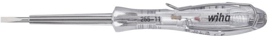 Spannungsprüfer 255-11L 110-250 V AC einpolig von WIHA – mit SoftFinish®-Griff und 3 mm Schneidenbreite