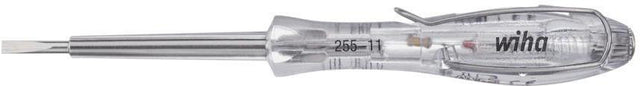 Spannungsprüfer 255-11L 110-250 V AC einpolig von WIHA – mit SoftFinish®-Griff und 3 mm Schneidenbreite