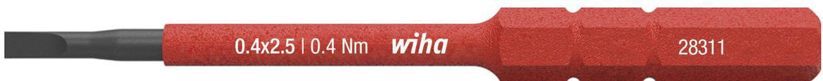 WIHA SlimBit electric VDE-Wechselklinge Schlitz 2,5 x 75 mm – Isoliert für Drehmomentgriffe