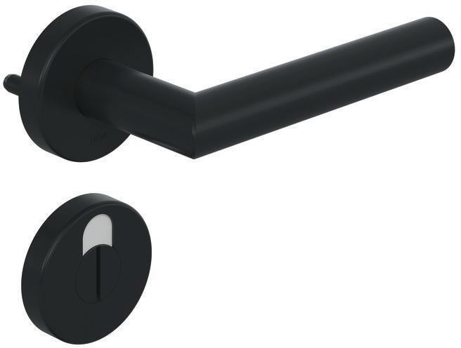 HEWI Rosettengarnitur 162PBR02.230 – WC-Drückergarnitur mit Notöffnung, Polyamid tiefschwarz matt