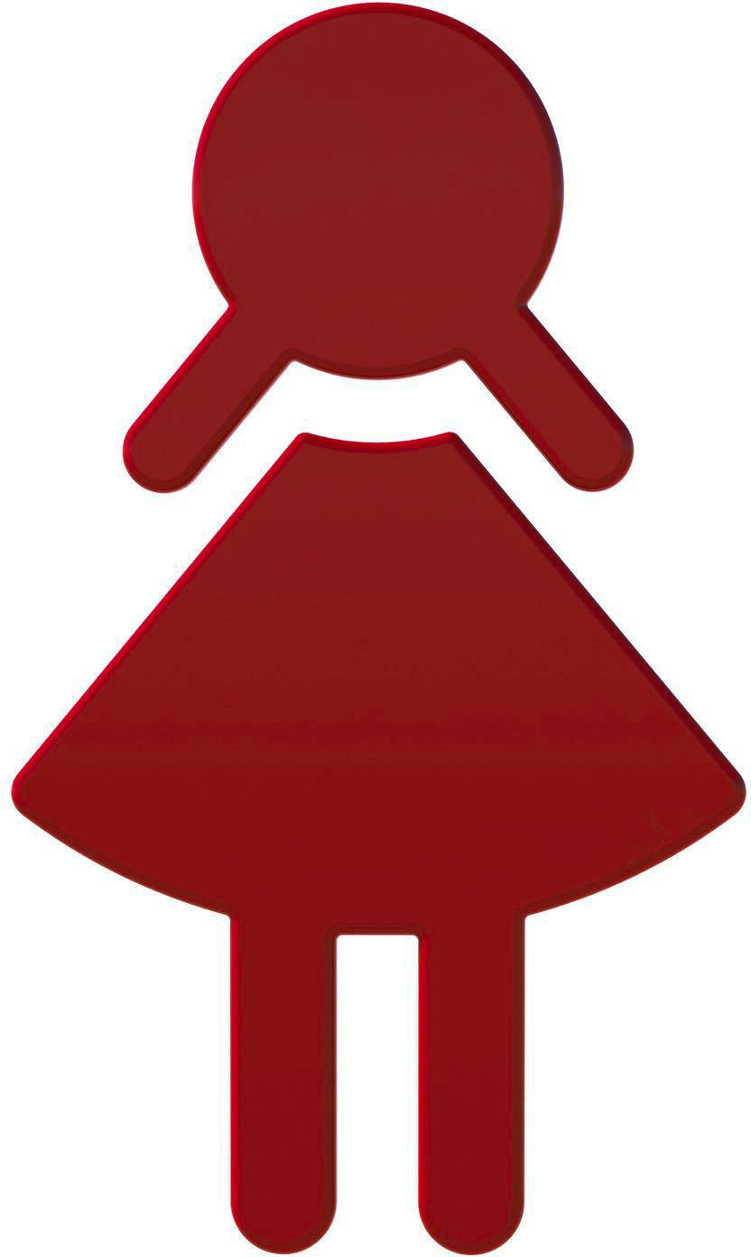 HEWI Symbol Frau 801.91.020 – Selbstklebendes Polyamid-Symbol in Rubinrot, 150 x 87 x 3 mm