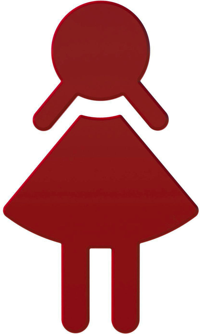 HEWI Symbol Frau 801.91.020 – Selbstklebendes Polyamid-Symbol in Rubinrot, 150 x 87 x 3 mm